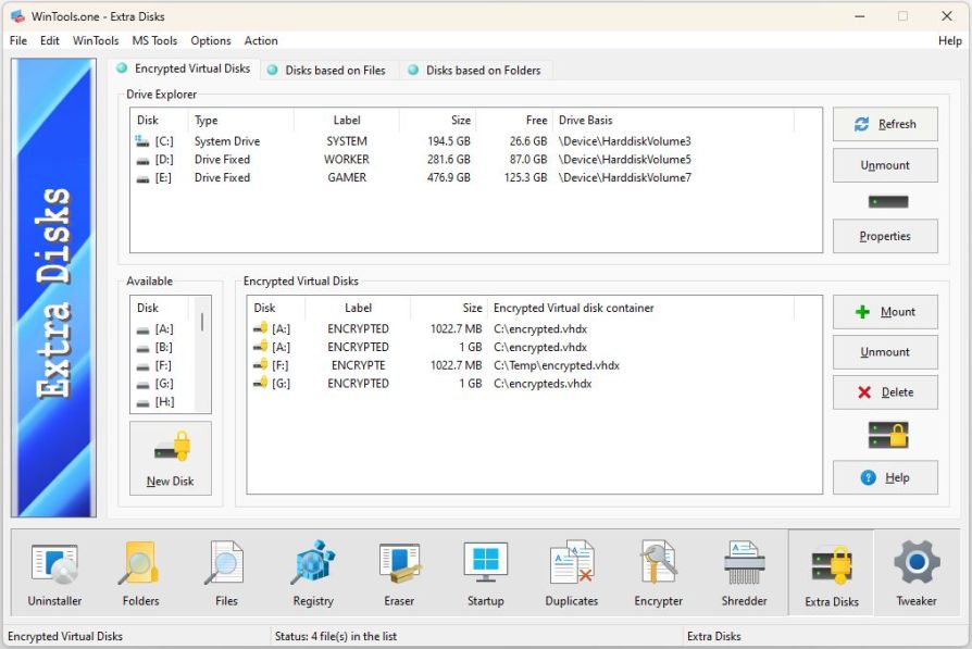 WinTools.one: Extra Disks